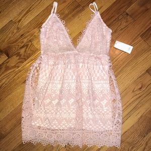 🌸Pink Lace Overlay Dress🌸